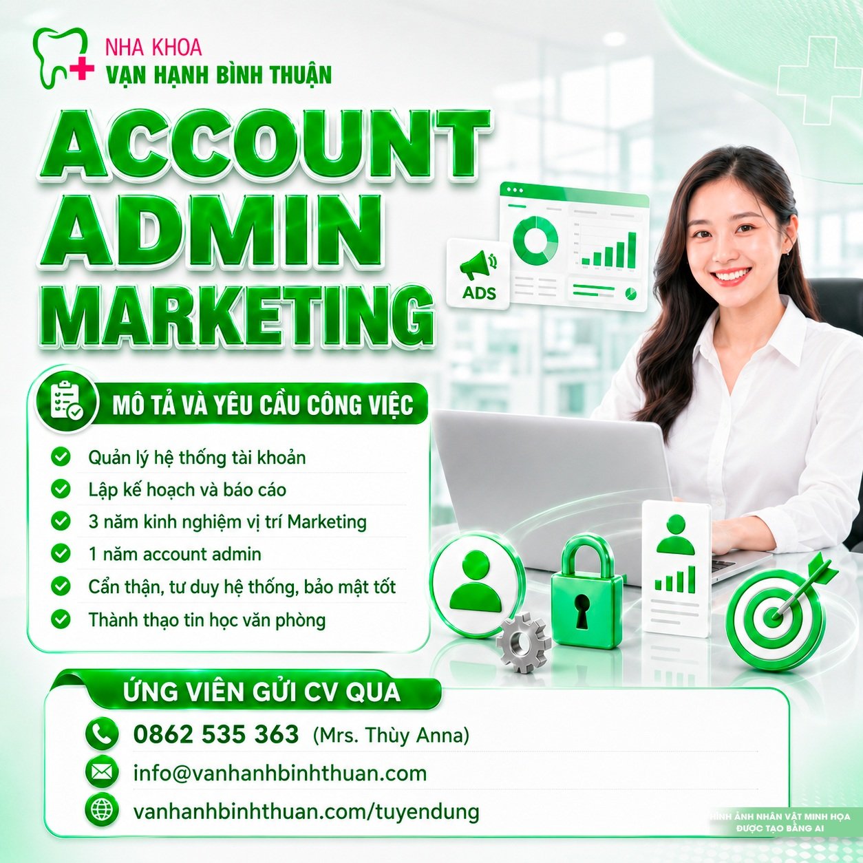 NHA KHOA VẠN HẠNH BÌNH THUẬN TUYỂN DỤNG ACCOUNT - ADMIN MARKETING